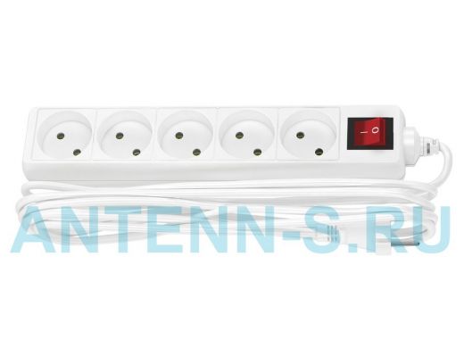 Сетевой удлинитель  ФОТОН  для дома 10-55S  5р 5м 10А б/з с выключателем (белый)