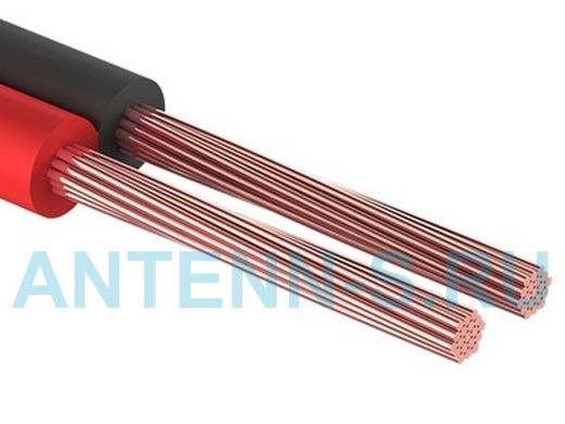 Акустический кабель красно-черный 2х1,0мм.кв. ШВПМ 2х1,0 CCA 100м REXANT  (цена за 1метр)