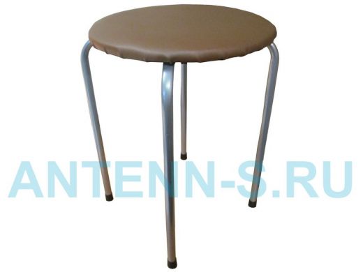 Табурет универсальный "TABURETTO-13988" круглое сиденье, серебристые ножки, коричневый верх