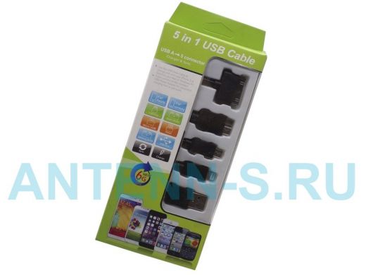 Шнур USB A штекер / IPhone, IPhone Lightning, USB 3.0 B micro, USB micro 5in1  1,1 м Сигнал