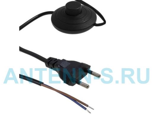 Сетевой шнур с выключателем для бра 2,5 метра кабель 2x0.75мм "ABI 196303" черный