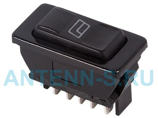 Выключатель (стеклоподъемника) клавишный 12V 20А (5с) (ON)-OFF-(ON)  черный с подсветкой  REXANT