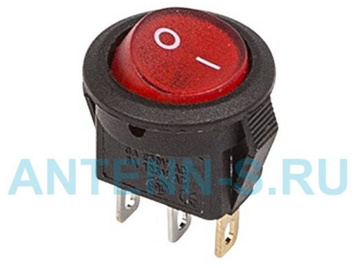 Выключатель клавишный круглый 250V 3А (3с) ON-OFF красный  с подсветкой  Micro  REXANT