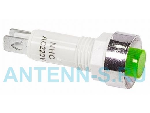 Лампа индикаторная  диаметр 10  220V  зеленый  REXANT, c ОТРАЖАТЕЛЕМ