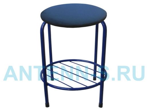 Табурет с подставкой для ног и полкой "TABURETTO-20462" круглое сиденье, синий, синий, ткань