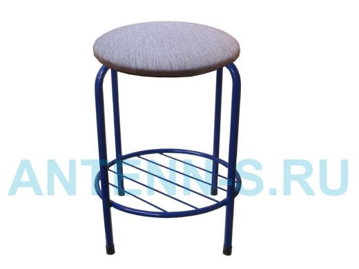 Табурет с подставкой для ног и полкой "TABURETTO-20476" круглое сиденье, синий, синий, ткань