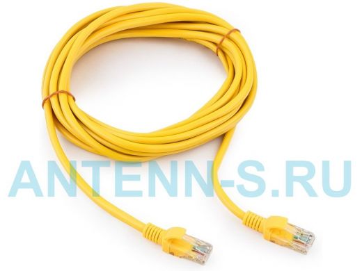 Патч-корд Cablexpert PP10-5M/Y кат.5, 5м, медный UTP литой, многожильный (жёлтый) PP10-5M/Y