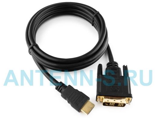 Кабель HDMI-DVI  Cablexpert CC-HDMI-DVI-6, 19M/19M, 1.8м, single link, черный,позол.разъемы, экран,