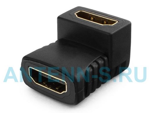 Переходник HDMI-HDMI Cablexpert A-HDMI-FFL, 19F/19F, угловой, золотые разъемы, пакет A-HDMI-FFL