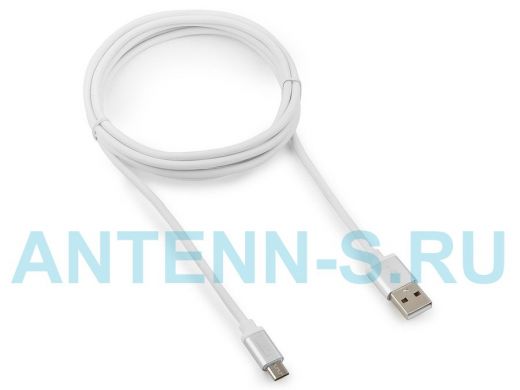 Кабель микро USB (AM/microBM)  1.8 м Cablexpert CC-S-mUSB01W-1.8M, USB 2.0, серия Silver,белый