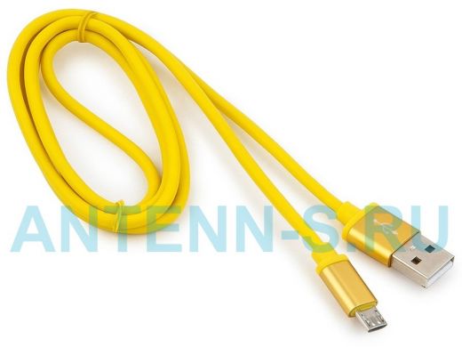 Кабель микро USB (AM/microBM)  1.0 м Cablexpert CC-S-mUSB01Y-1M, USB 2.0,серия Silver,желтый
