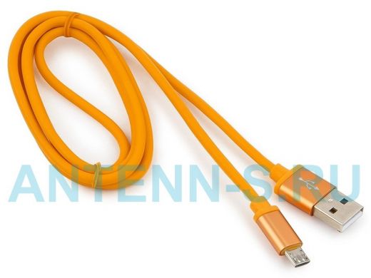 Кабель микро USB (AM/microBM)  1.0 м Cablexpert CC-S-mUSB01O-1M, USB 2.0, серия Silver,оранжевый