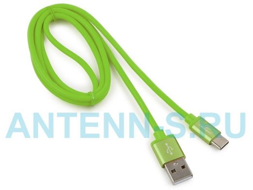 Шнур USB / Type-C Cablexpert CC-S-USBC01Gn-1M, AM/Type-C,серия Silver,длина 1м,зеленый,блистер,2,0