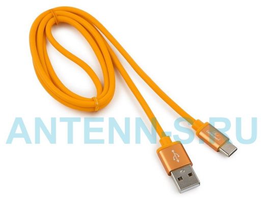 Шнур USB / Type-C Cablexpert CC-S-USBC01O-1M, AM/Type-C,серия Silver,длина 1м,оранжевый,блистер,2,0