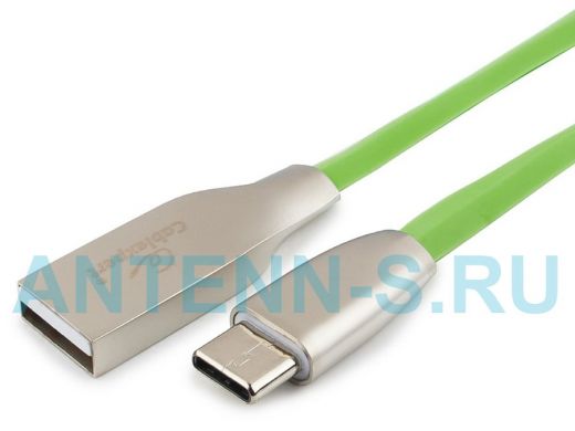 Шнур USB / Type-C Cablexpert CC-G-USBC01Gn-1M, AM/Type-C, серия Gold, длина 1м, зеленый, блистер