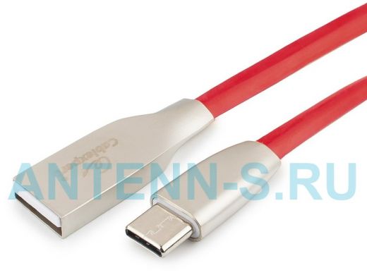 Шнур USB / Type-C Cablexpert CC-G-USBC01R-1M, AM/Type-C, серия Gold, длина 1м, красный, блистер, 2,0