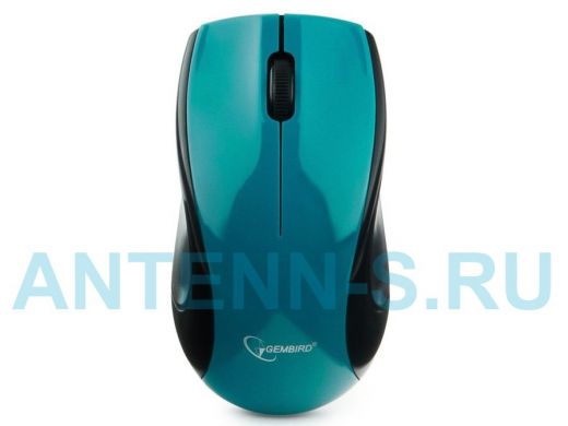 Мышь беспроводная Gembird MUSW-320-B, 2.4ГГц, голубой, 2 кнопки+колесо-кнопка, 1000 DPI, батарейки в