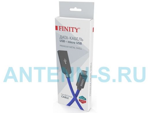 Кабель микро USB (AM/microBM)  1.2 м FINITY FUM-07 Premium Series, круглый, 2.4A,  цвет: синий