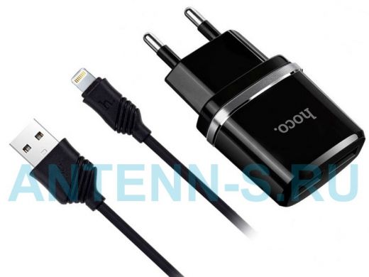 Зарядное устройство Lightning  HOCO C12 iOS  (5B, 2400mA) чёрный