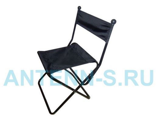 Раскладной стульчик походный со спинкой "RS-8187" чёрные ножки, чёрная ткань "ПОХОД-6"