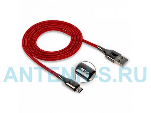 Кабель микро USB (AM/microBM)  Walker C930, индикатор, быстрый заряд, 3.1А, красный
