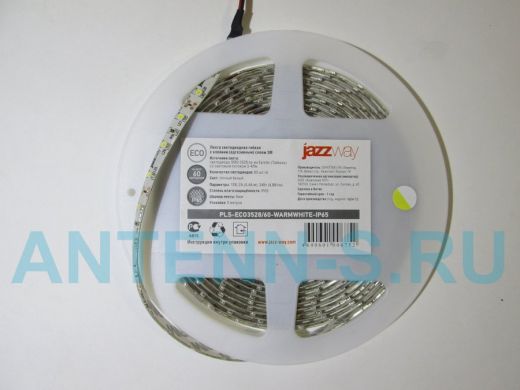 JazzWay Лента LED ECO 3528/60 Warmwhite IP65 5м 12В в силиконе