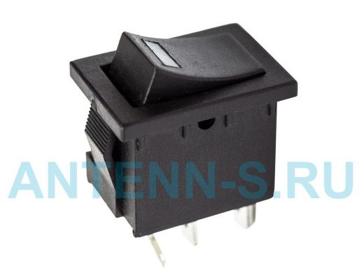 Выключатель клавишный 12V 15А (3с) ON-OFF черный  с подсветкой  Mini  REXANT