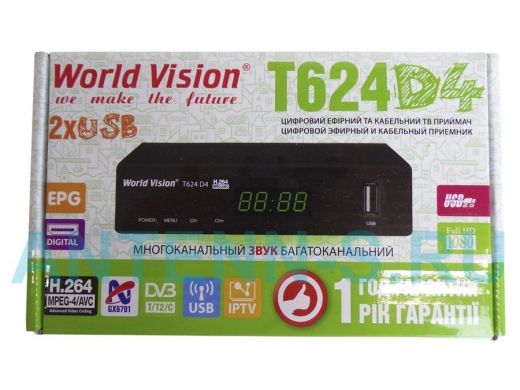 .WORLD VISION T624D4 приставка ТВ с дисплеем, Погода, IPTV, Megogo, AC3, DolbyDigital, DLNA