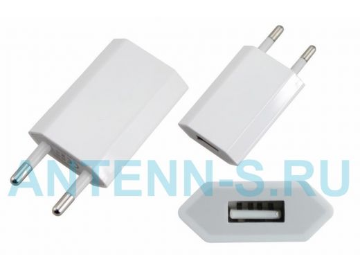 Зарядное устройство с 1USB  5 Вольт 1А USB белое (СЗУ) (5 V, 1000 mA)