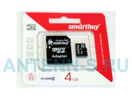 Карта памяти  micro SDHC    4GB  Smartbuy class 10, с адаптером