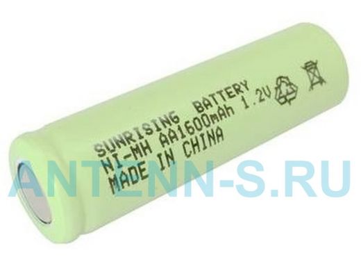 Аккумулятор AA 1600 mAh 1,2В  SUNRISING Ni-Mh 1.2 В AA 1600 мАч, плоский пллюс. контакт