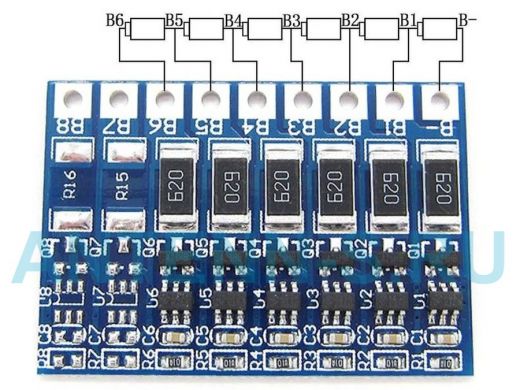 Плата балансировки для Li-ion батарей до 6-ячеек