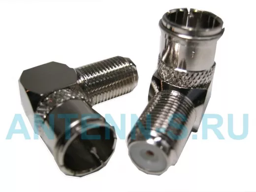 Переходник F-штекер / F-гнездо   УГЛОВОЙ  быстрый FC24