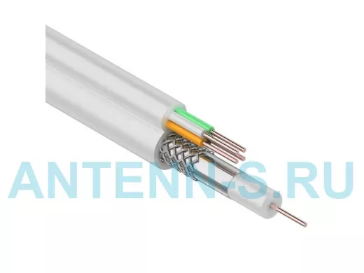 Кабель Видеонаблюдения D=5мм +4*0.5мм  100м  белый (ККСВ)  REXANT  (цена за1 метр)