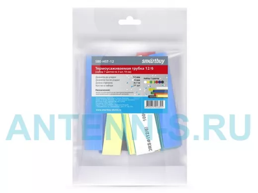 Термоусаживаемая трубка 12/6 набор (7 цветов по 3 шт, 10 см) (SBE-HST-12)