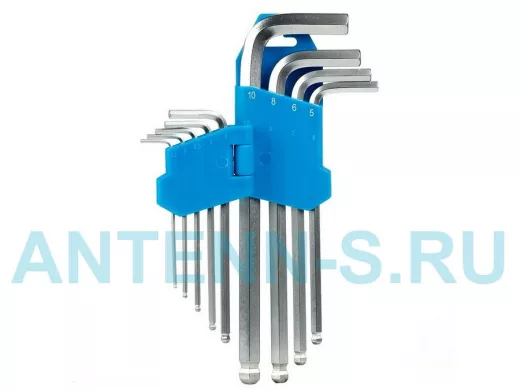 Набор шестигранников (HEX) c шаром 9 шт, длинные HEX:1.5,2,2.5,3,4,5,6,8,10, CR-V