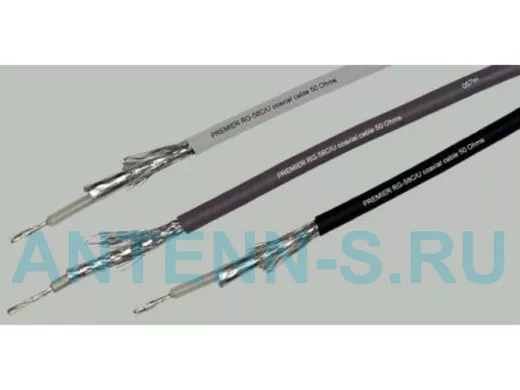 Кабель Радиосвязи  RG 58 (50 Ом) (CCA/Cu) 0,9/32(0,10) 2 экрана, черный,