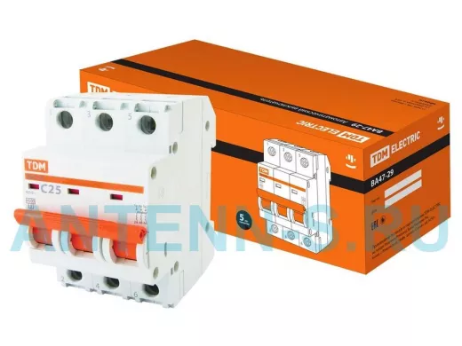 Автоматический выключатель ВА47-29 3Р 25А 4,5кА х-ка С TDM SQ0206-0111