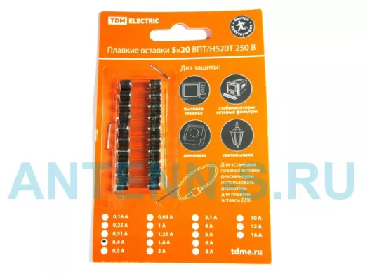Плавкая вставка ВПБ6-4 0,45А 250В TDM упаковка (10шт.) SQ0738-0004