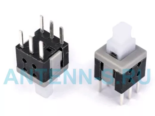 Перекл/микро-кнопка   6,0х6,0х10мм Hклав= 5,0мм, 6 выв с ФИКС., PB22E06, 58520