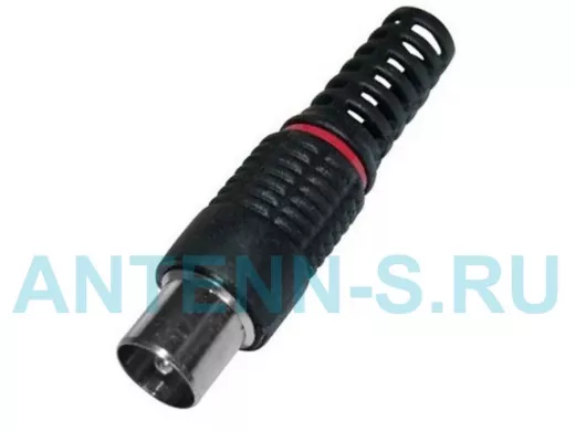 Штекер ТВ пластик-никель, винт-обжим, чёрный