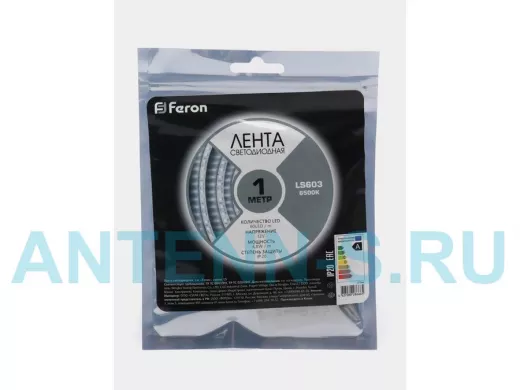 LED лента 1метр, 60SMD 3528 белая, 12V, 4,8W, <120>, IP20, "Feron"