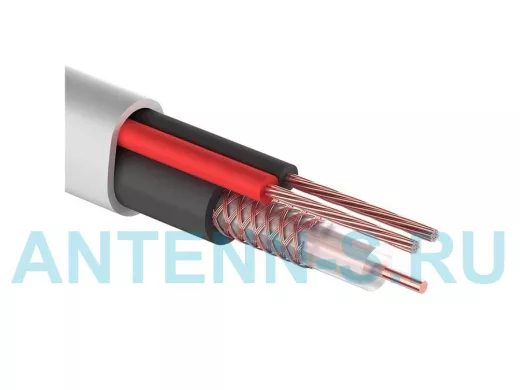 Кабель Видеонаблюдения D=7мм +2 х 0,5мм (12V) 200м белый  КВК-В-2 PROconnect