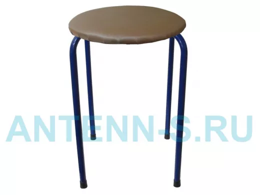 Табурет универсальный "TABURETTO-15872" круглое сиденье, синие ножки, коричневый кожзам