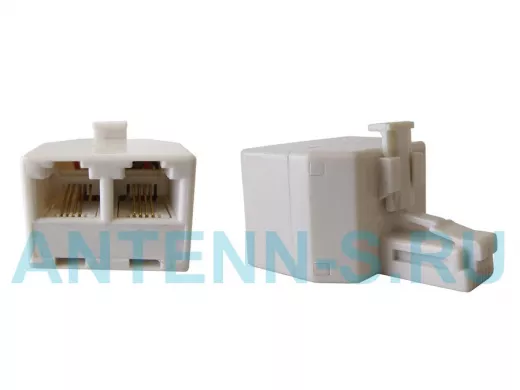 Переходник RJ11(6Р4С) Штекер - 2хRJ11(6Р4С) Гнезда (пластик)