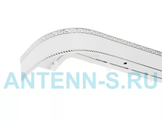 200см карниз ЕСЕНИН СЕРЕБРО 3х рядный с декор. планкой 70мм БЕЛЫЙ ГЛЯНЕЦ. в инд. уп. ультракомпакт