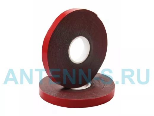 Скотч двухсторонний, красного цвета на серой основе, 6мм, 5метров  R09-6006