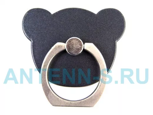 Подставка  для смартфона мини, универсальный,  "Кольцо-Мишка", квадрат, серый