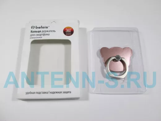 Подставка  для смартфона мини, универсальный,  "Кольцо-Мишка", квадрат, фиолетовый