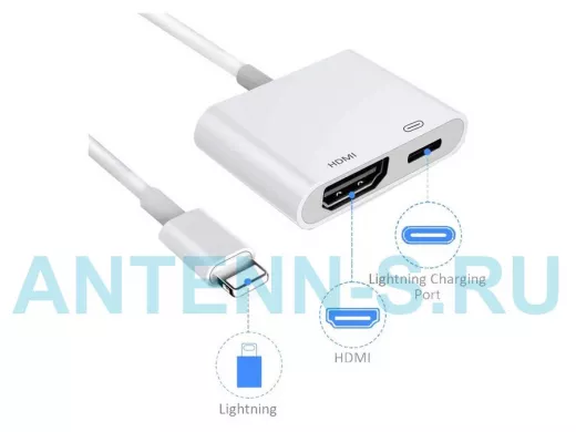 Орбита OT-AVW53 переходник (штекер Lightning - гнездо HDMI/Lightning) 15 см